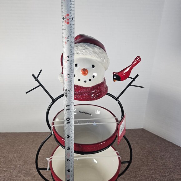 St Nicholas Square, Yuletide Snowman Two Tiered Server With Tags New Condition - Picture 8 of 12